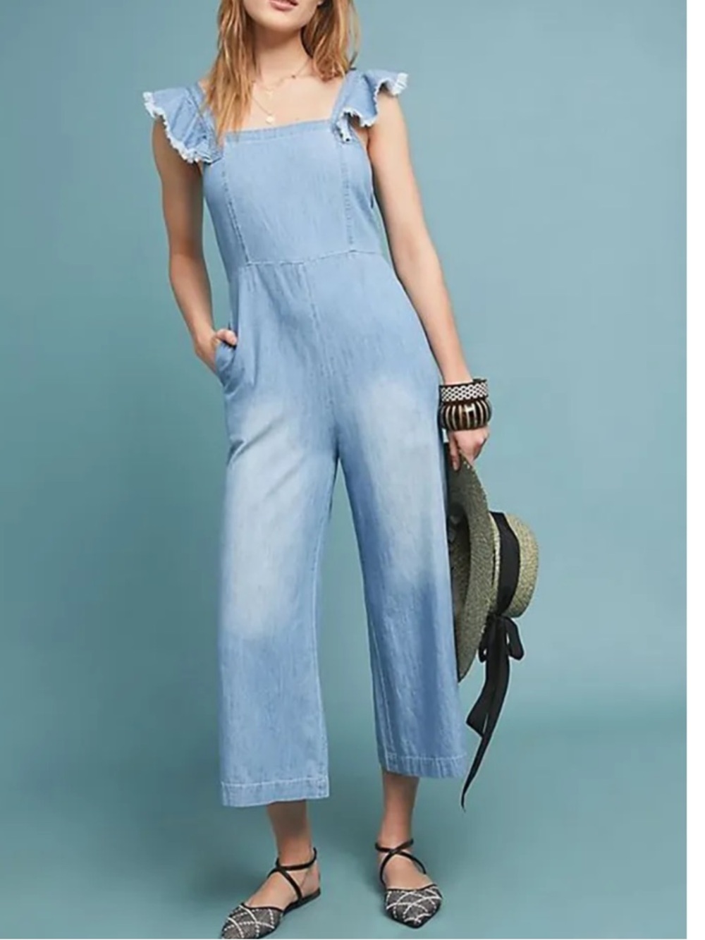 anthropologie dolan minnie chambray jumpsuit XL